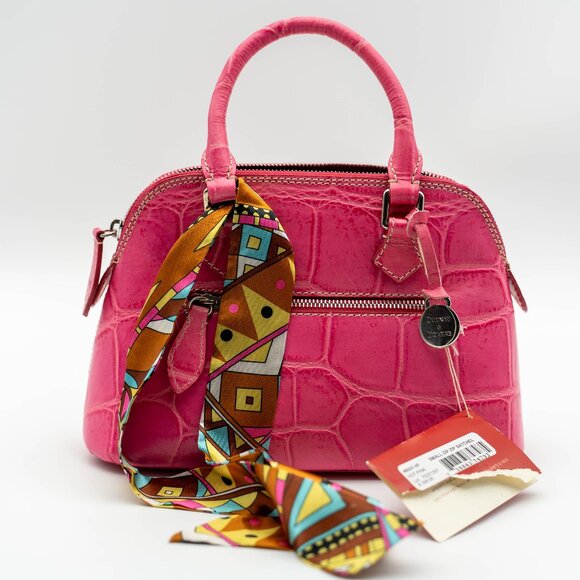 NWT Doony & Bourke Rare Hot Pink Exclusive Exotic Croc Small Cross Body Bag - Picture 6 of 7